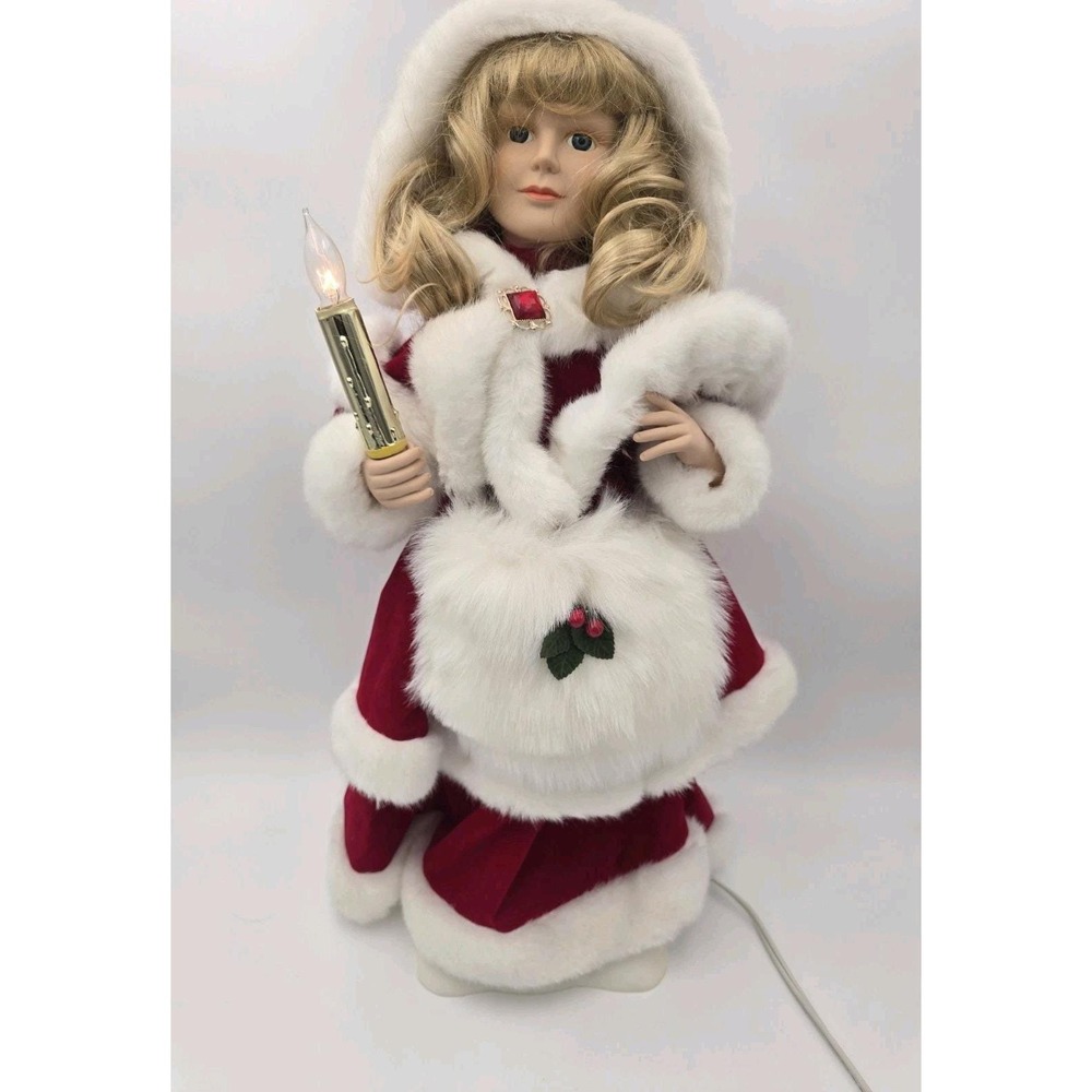 Vintage 1990s TELCO Motion-ettes Blonde Victorian Girl Caroler Animated Lighted